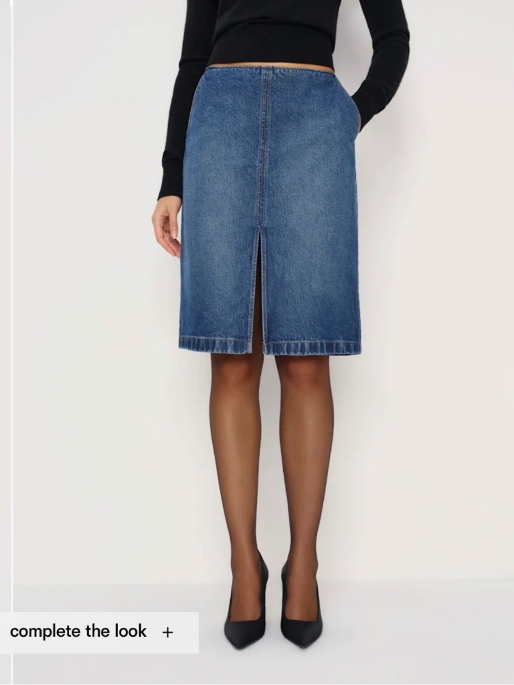 Reformation Misty Stretch Mid Rise Skirt Black - Size 2